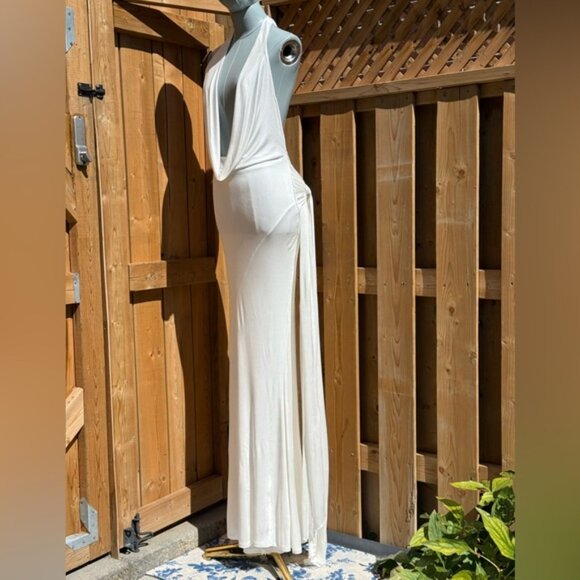 🆕 RAT & BOA 🧿 NWOT Winona White Slinky Cowl Neck Jersey Gown, Sz XXS - Picture 10 of 15